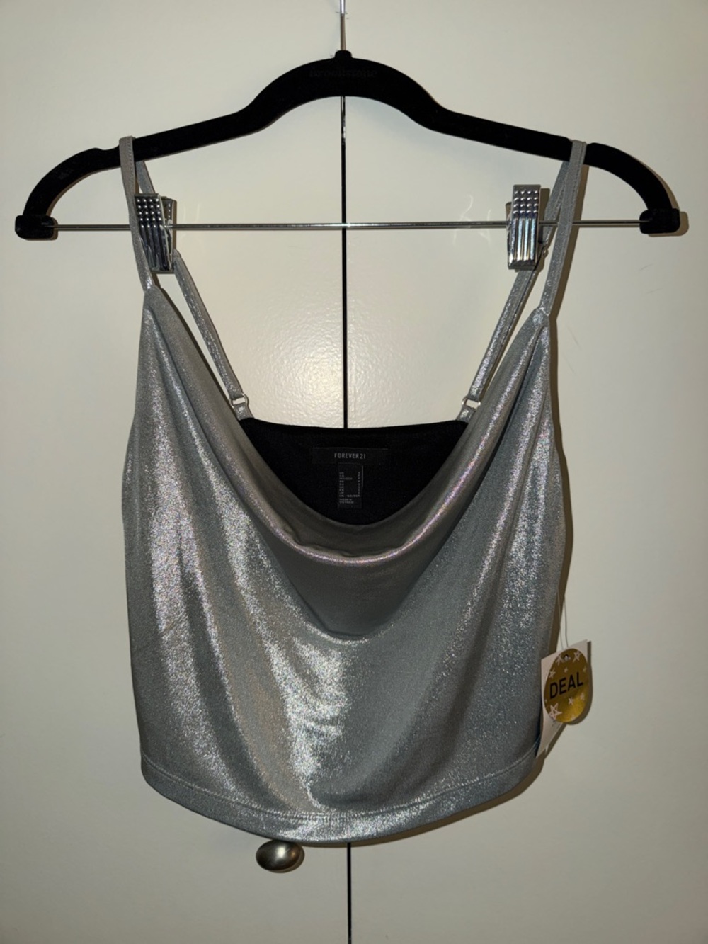 Forever 21 Silver Metallic Cowl Cami